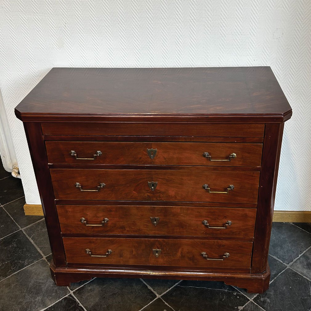 English Mahogany Secretary With 4 Drawers, 1920s-photo-3