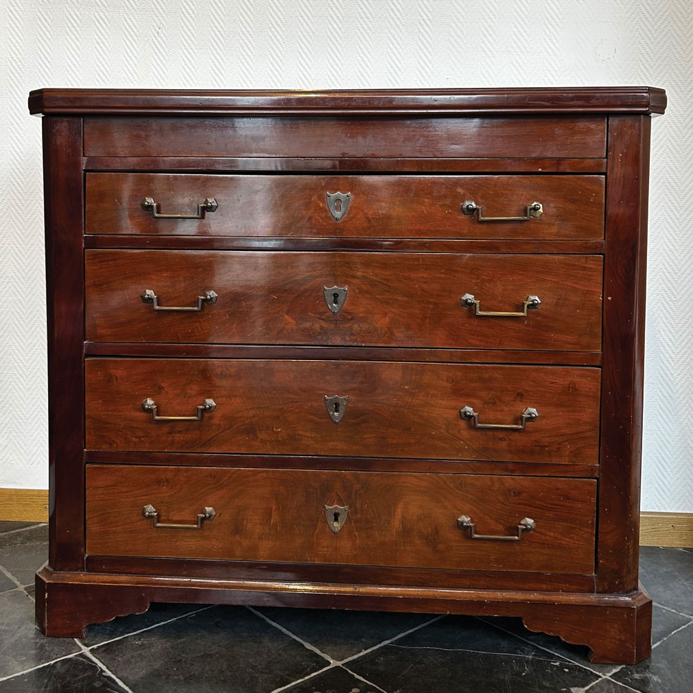 English Mahogany Secretary With 4 Drawers, 1920s