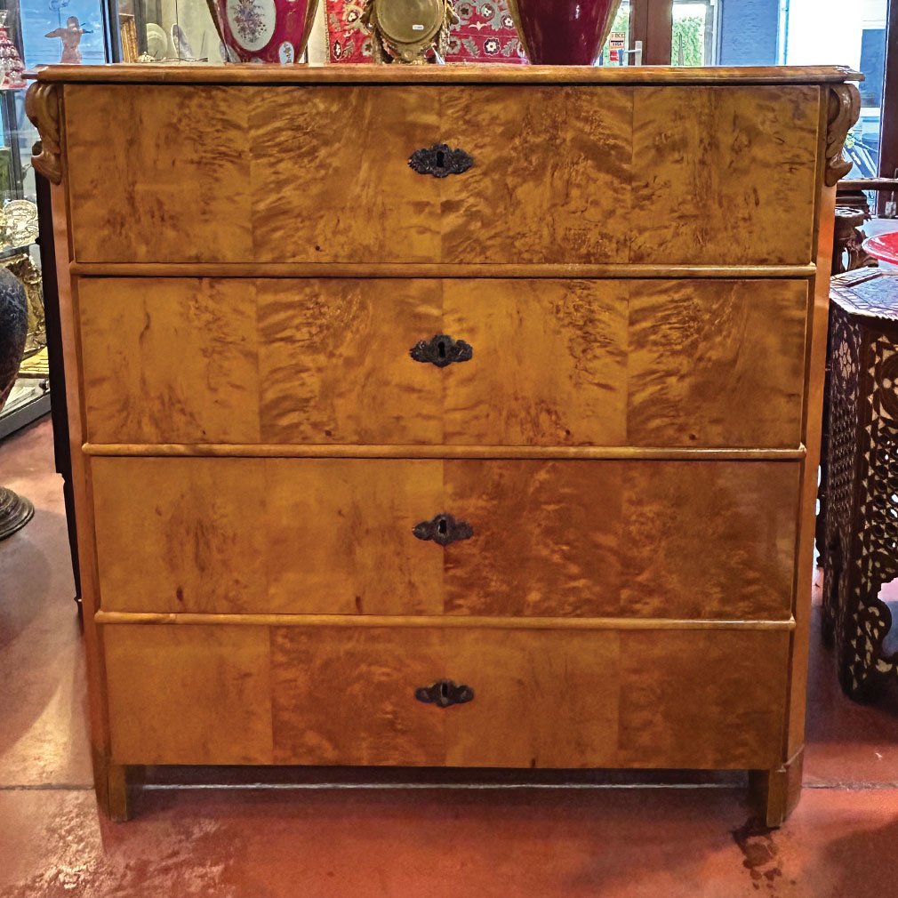 Commode Biedermeier en noyer à 4 tiroirs, XIXe siècle-photo-2