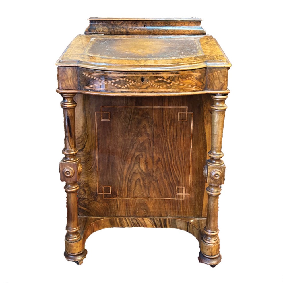 English Davenport Walnut Desk, Victorian Period Circa 1850