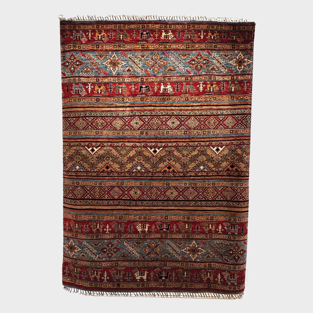 Tapis tribal afghan en laine nouée main, 240 x 170 cm