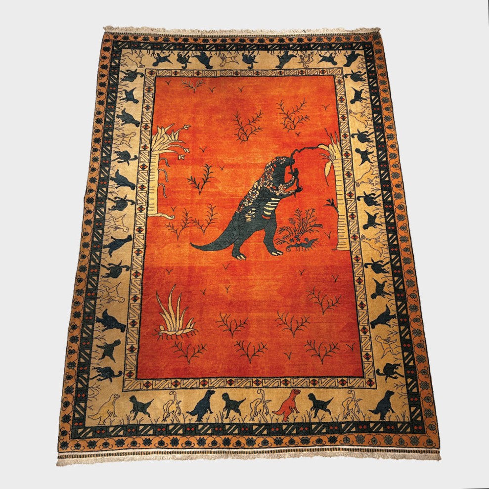 Turkish Wool Carpet With Dinosaur Design, 347 X 255 Cm
