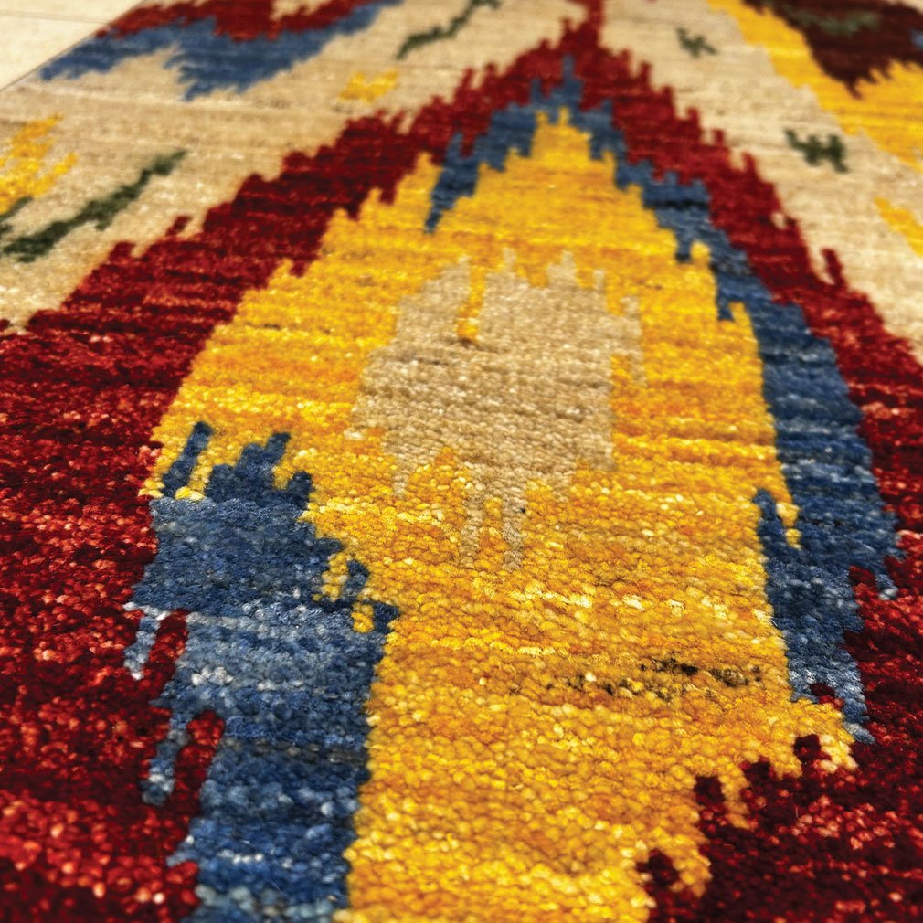 Afghan Ikat Rug In Wool With Multicoloured Tribal Design, 157 X 90 Cm-photo-3