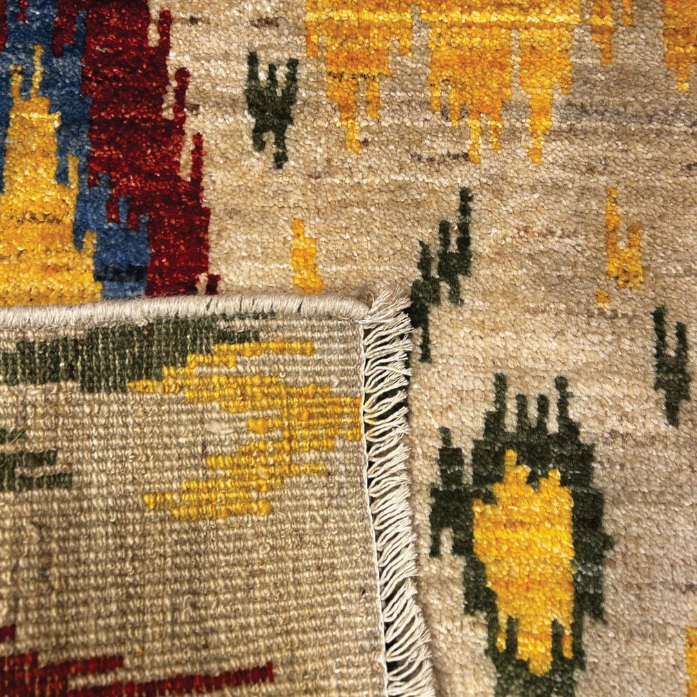 Afghan Ikat Rug In Wool With Multicoloured Tribal Design, 157 X 90 Cm-photo-4