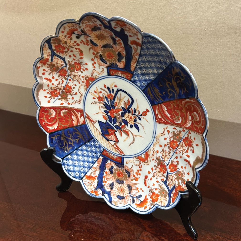 Japanese Imari Plate In Hand-painted Porcelain, 27 Cm, 1920s-photo-2