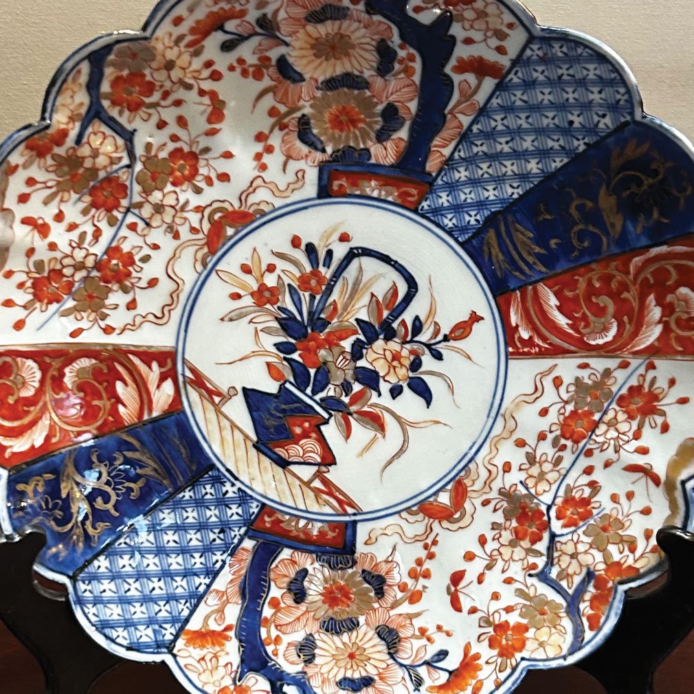 Japanese Imari Plate In Hand-painted Porcelain, 27 Cm, 1920s-photo-3