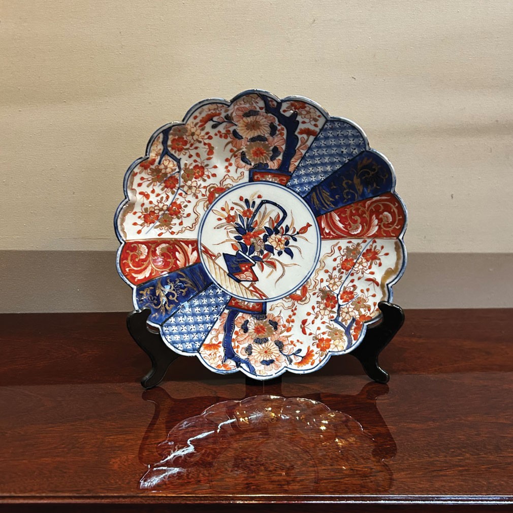 Japanese Imari Plate In Hand-painted Porcelain, 27 Cm, 1920s