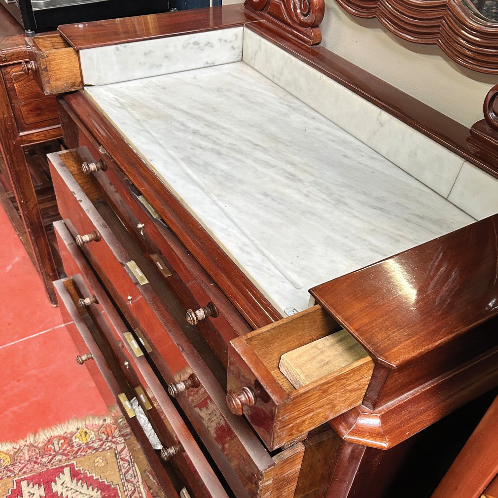 Louis Philippe Mahogany And Marble Vanity, 19th Century-photo-2