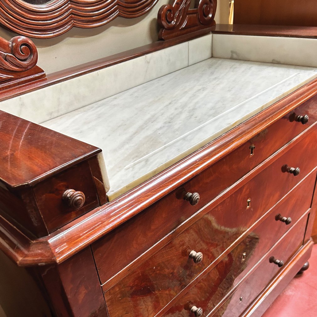 Louis Philippe Mahogany And Marble Vanity, 19th Century-photo-3