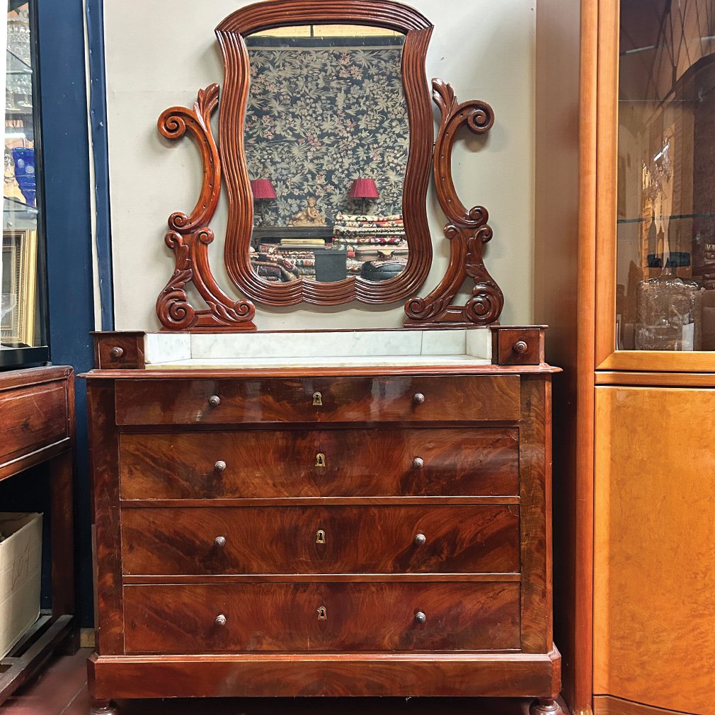 Louis Philippe Mahogany And Marble Vanity, 19th Century-photo-4
