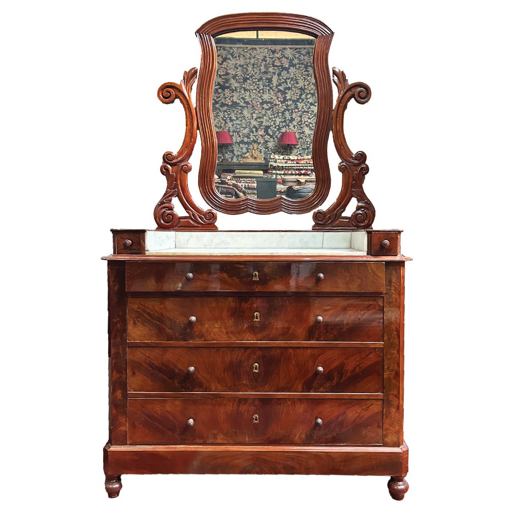 Louis Philippe Mahogany And Marble Vanity, 19th Century