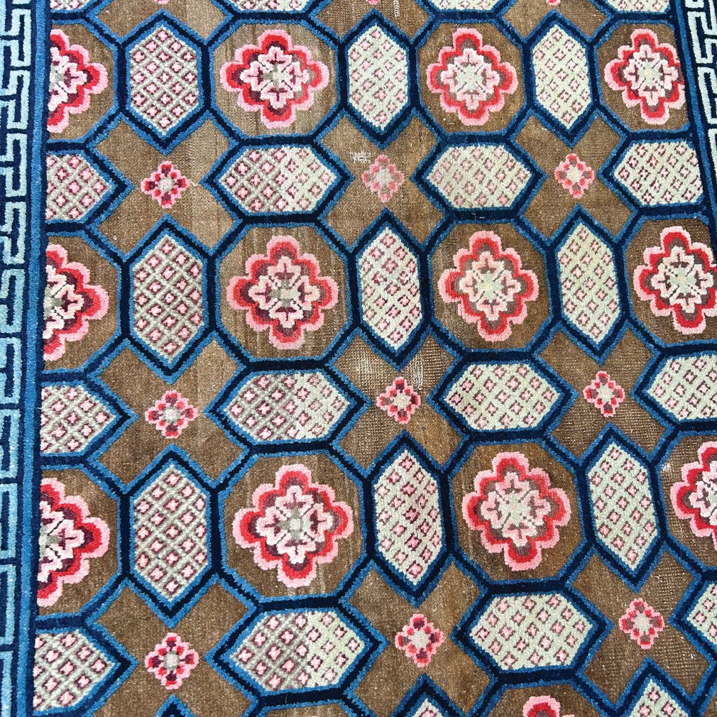 Antique Chinese Rug Pao Tao Art Deco | 110 Years Old | Wool | 200 X 140 Cm-photo-3