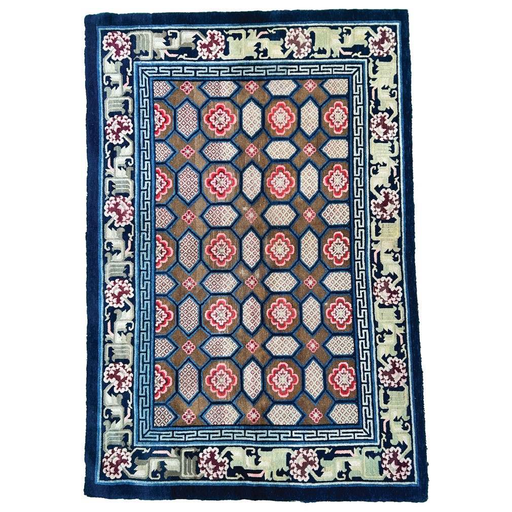 Antique Chinese Rug Pao Tao Art Deco | 110 Years Old | Wool | 200 X 140 Cm