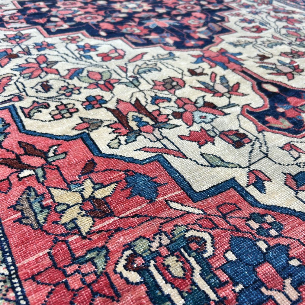 Tapis ancien persan Sarouk | Médaillon floral | 90 Ans | Laine | 147 x 98 cm-photo-4