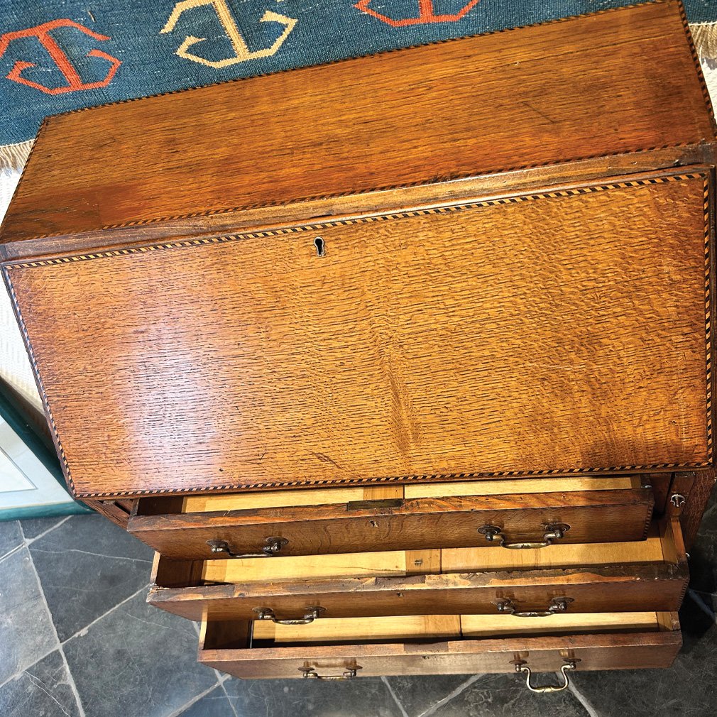 Bureau anglais en chêne à abattant, XIXe siècle-photo-1