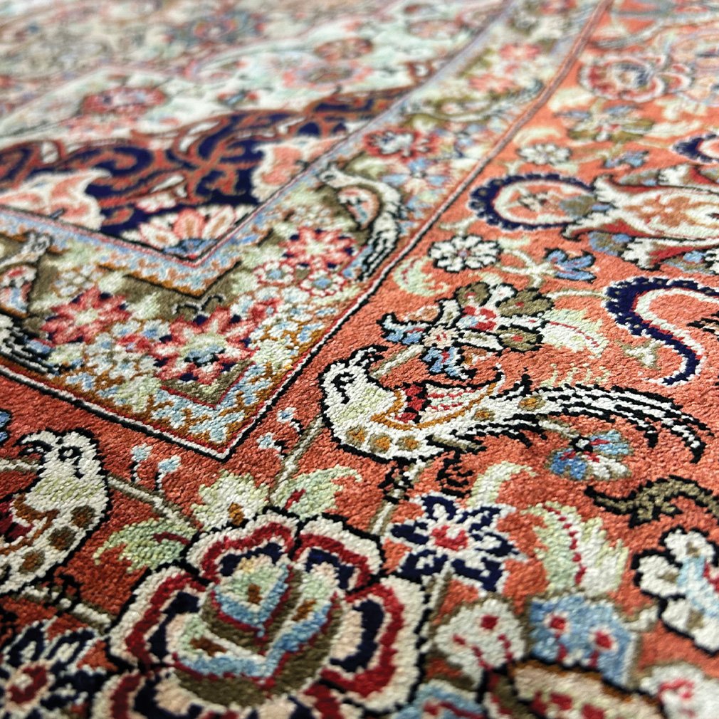 Ghoum Silk On Silk Animal Garden Rug Signed | 213 X 137cm-photo-2