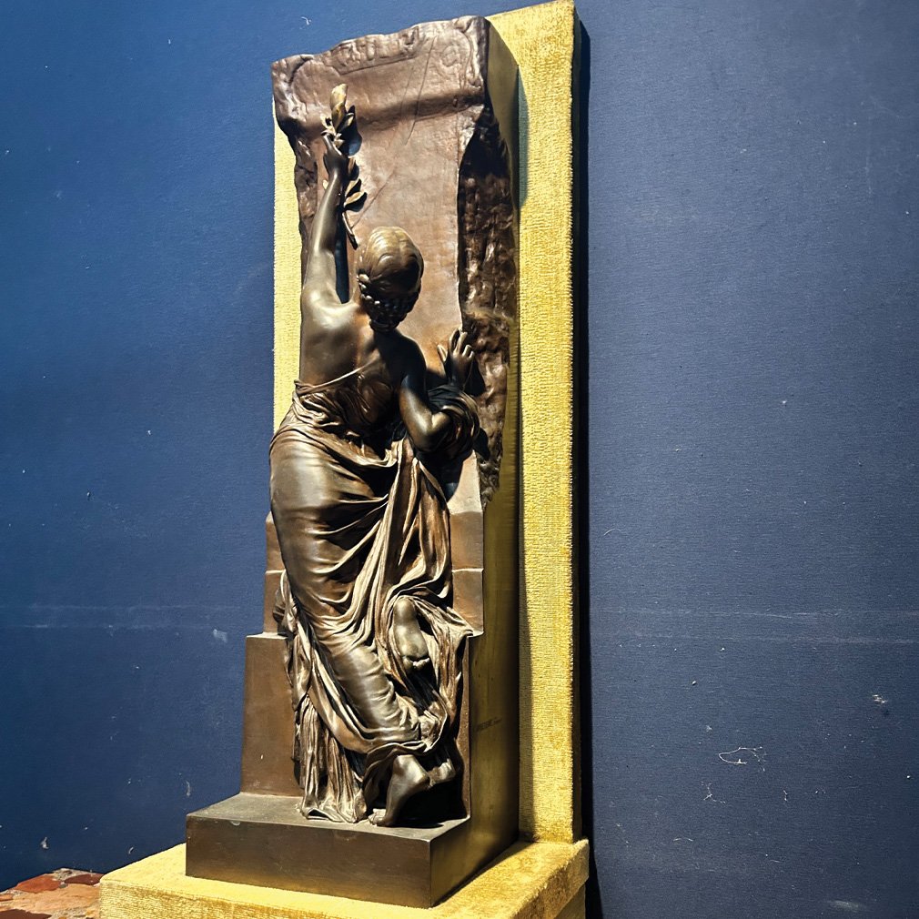 Art Nouveau Bronze Signed Léon Bardy, 1903, Allegorical Female Figure-photo-4