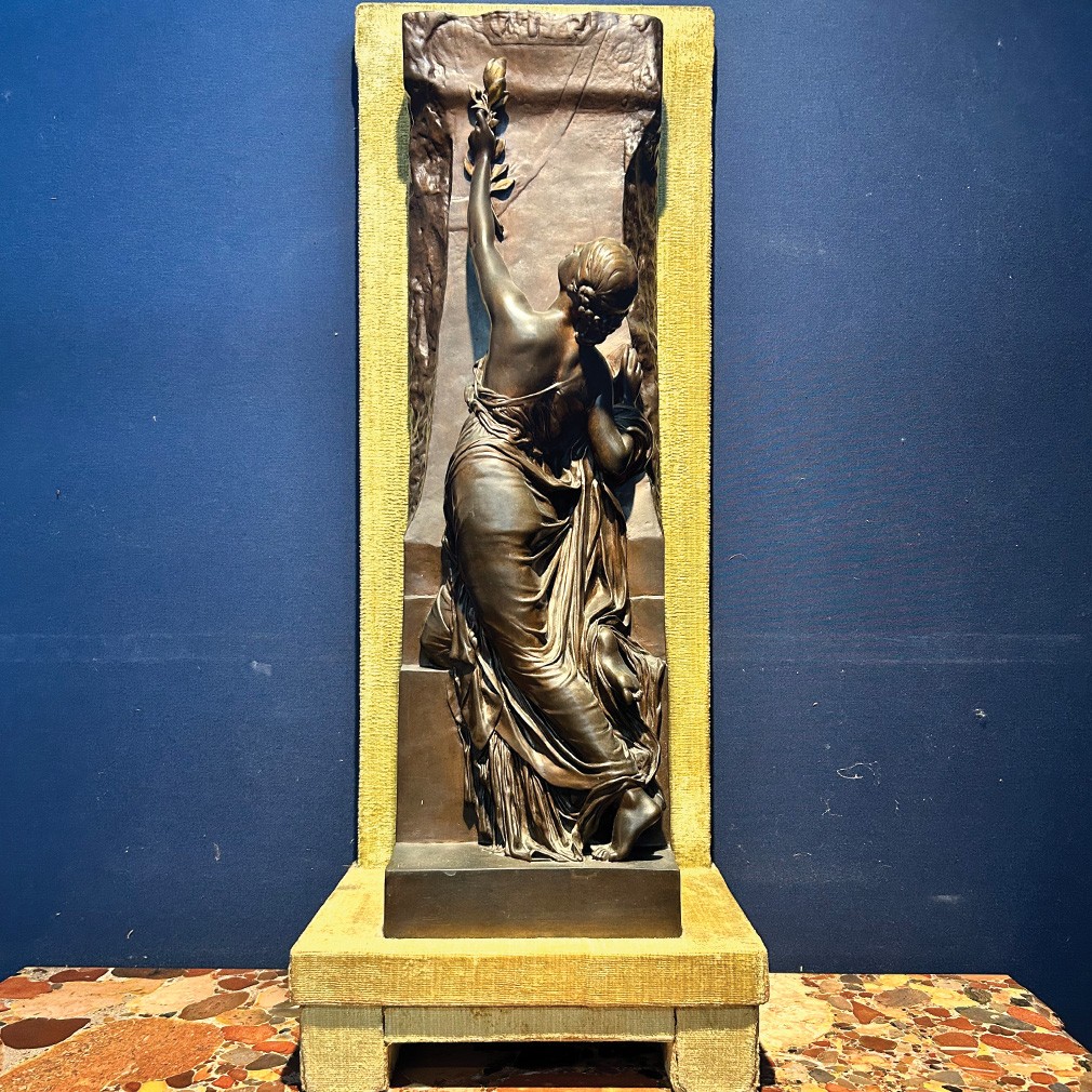 Art Nouveau Bronze Signed Léon Bardy, 1903, Allegorical Female Figure