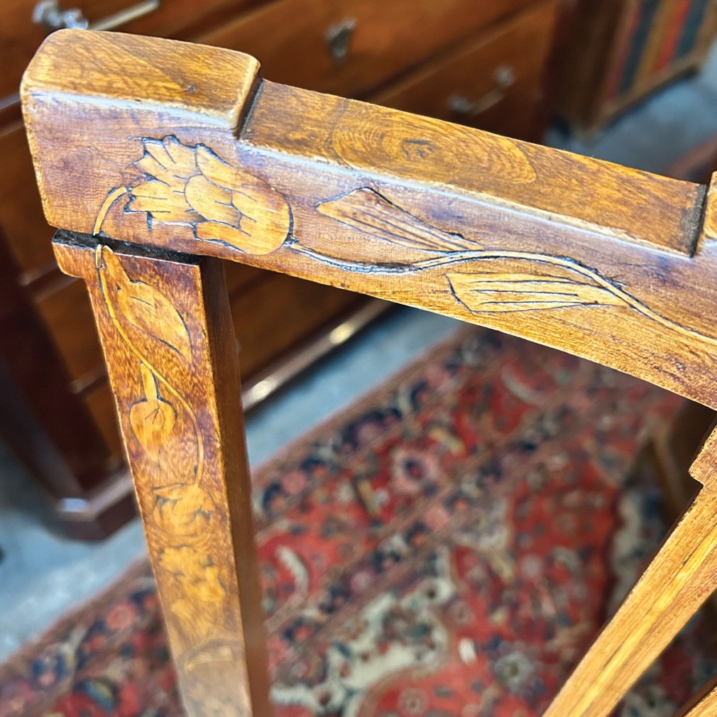Suite De 6 Chaises De Salle À Manger De Style Louis XVI En Marqueterie, XIXe Siècle-photo-1