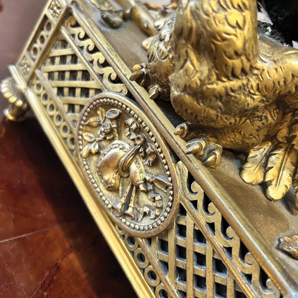 Napoleon III French Mantel Set With Eagle Pendulum And Pair Of Candelabras-photo-1