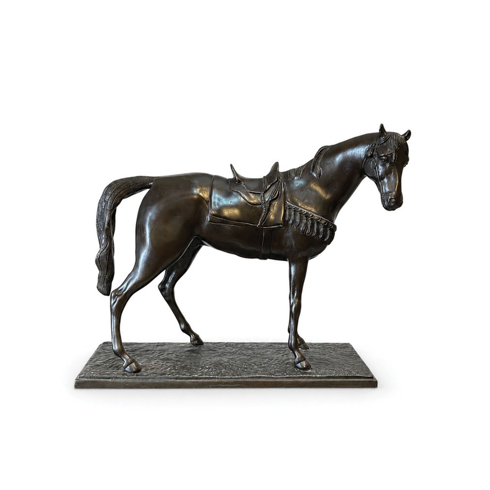 Sculpture Of A Saddled Horse In Patinated Bronze, Early 20th Century