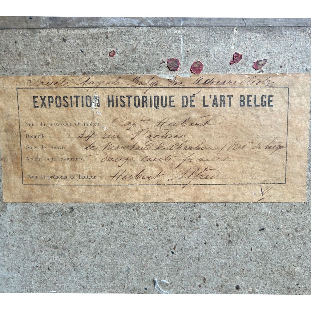 Alfred Hubert – Le Marchand De Charbon, Aquarelle Belge Du XIXe Siècle-photo-1