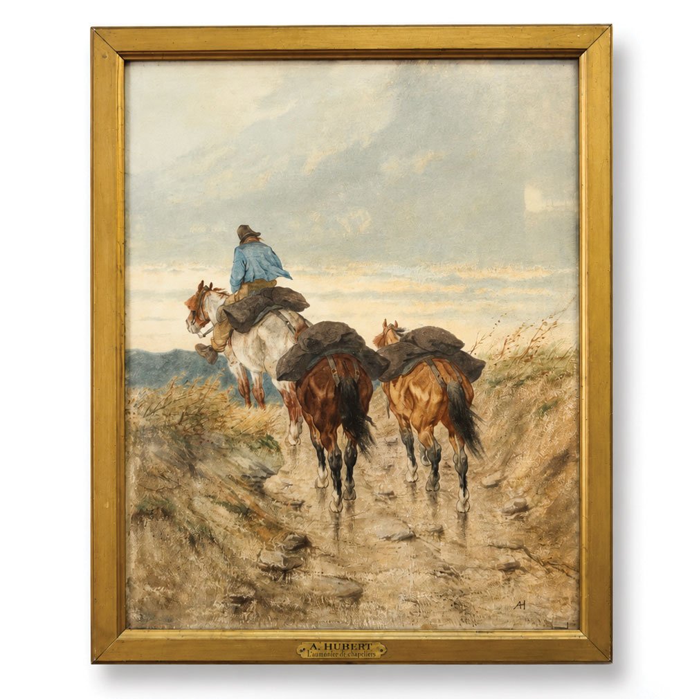 Alfred Hubert – Le Marchand De Charbon, Aquarelle Belge Du XIXe Siècle