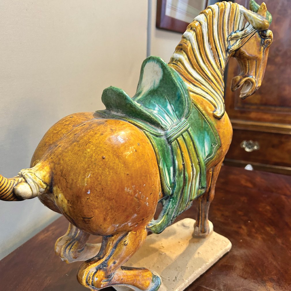 Cheval Chinois Style Tang En Céramique Émaillée-photo-4