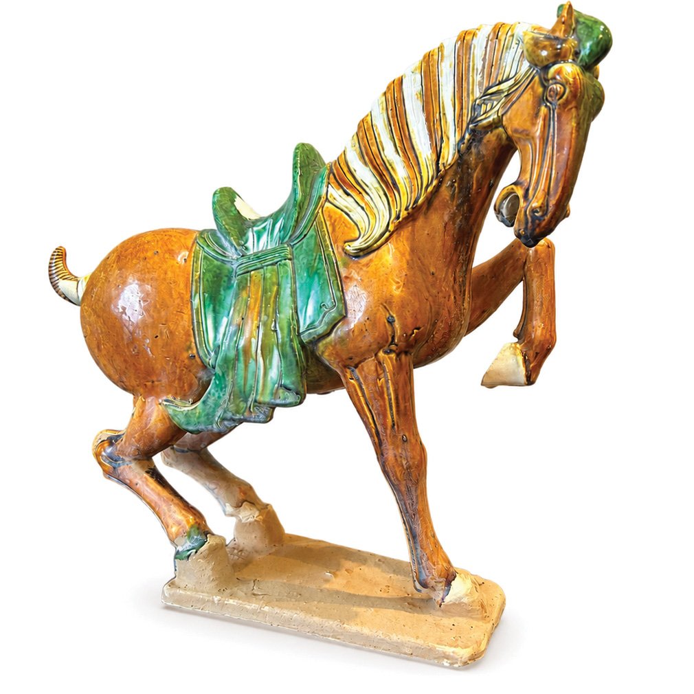 Cheval Chinois Style Tang En Céramique Émaillée