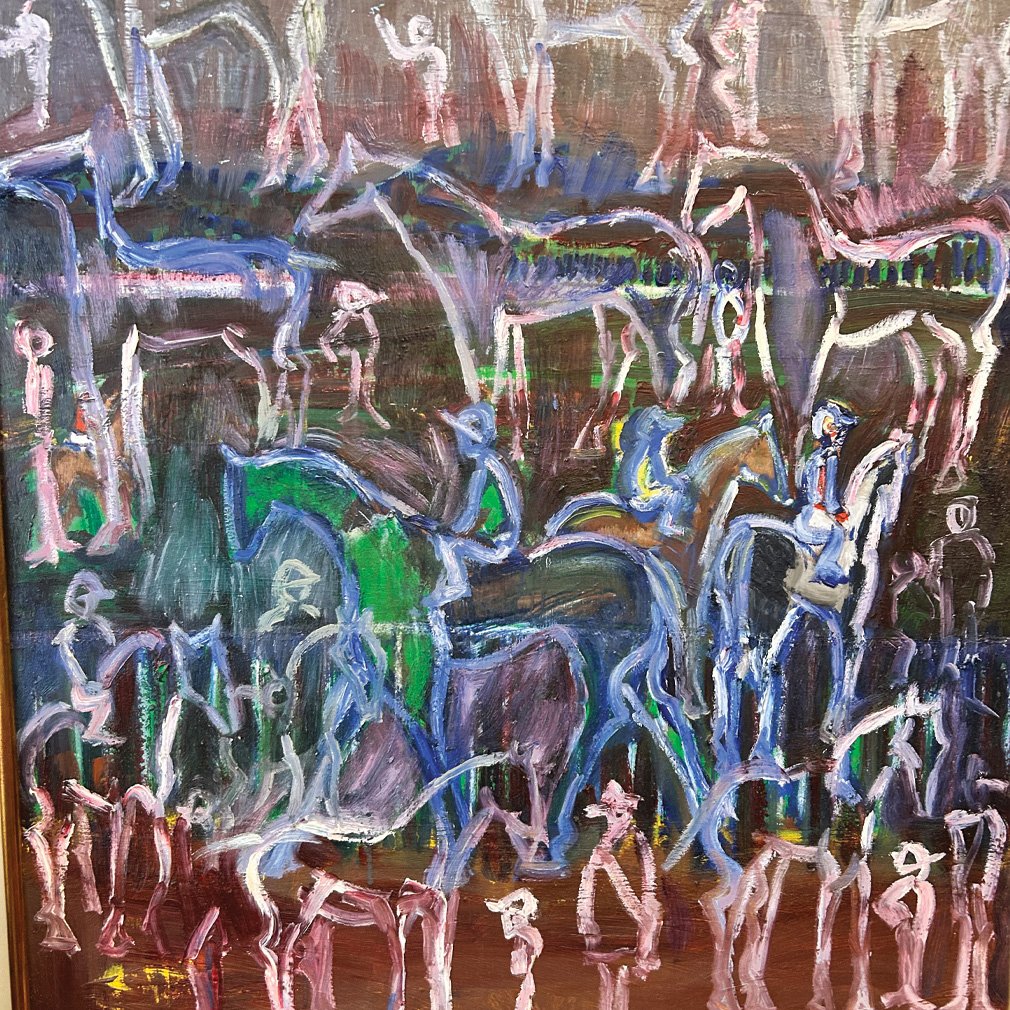 Equestrian Painting Signed By Elie Lambert-photo-3