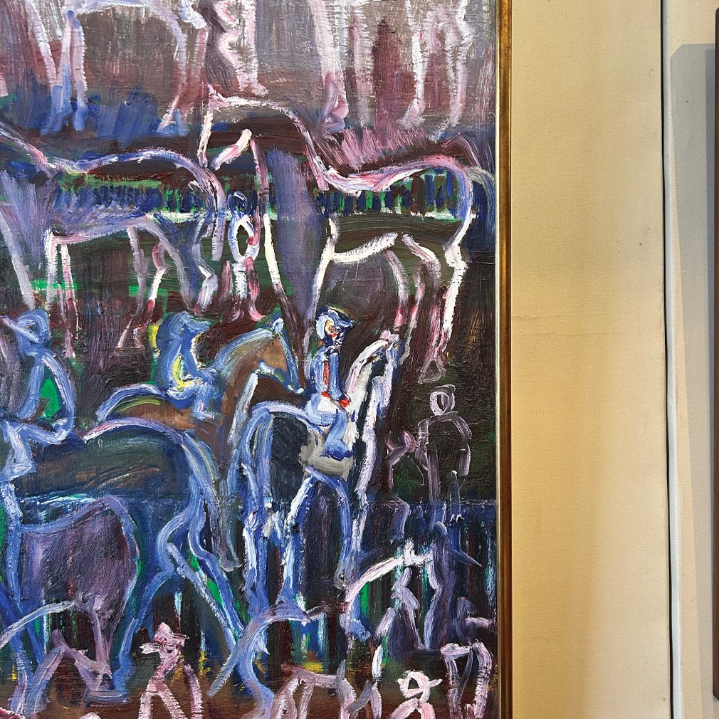 Equestrian Painting Signed By Elie Lambert-photo-4