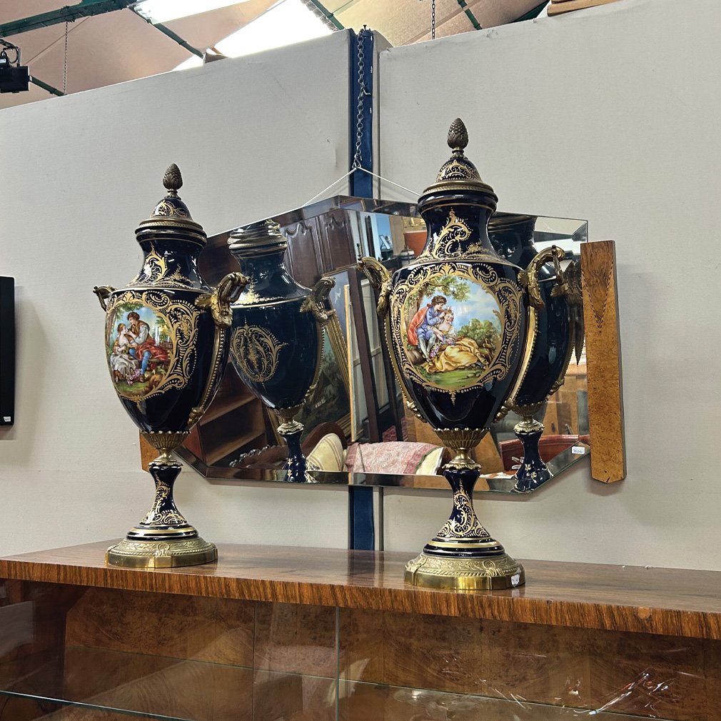 Pair Of Sèvres Style Porcelain Vases-photo-1