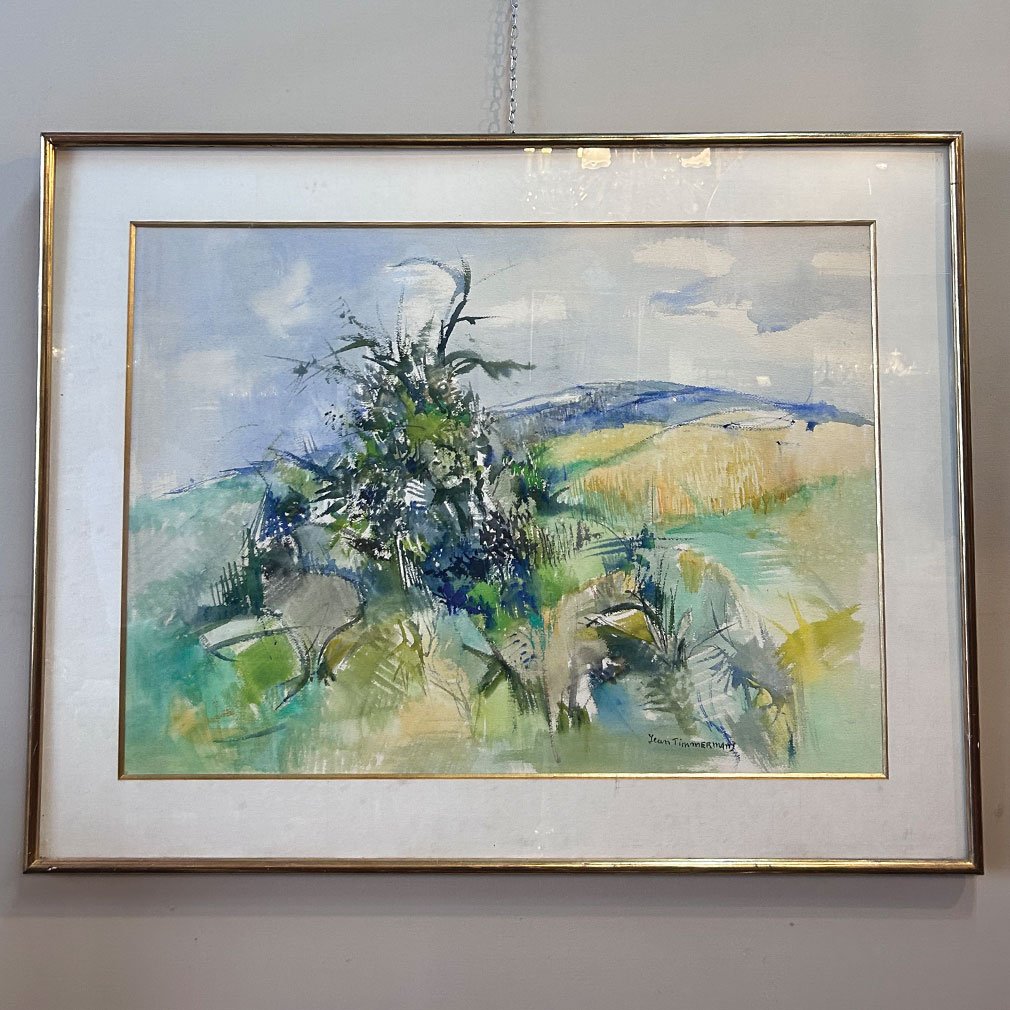 Aquarelle Paysage De Campagne Par Jean Timmermans, XXe Siècle-photo-2
