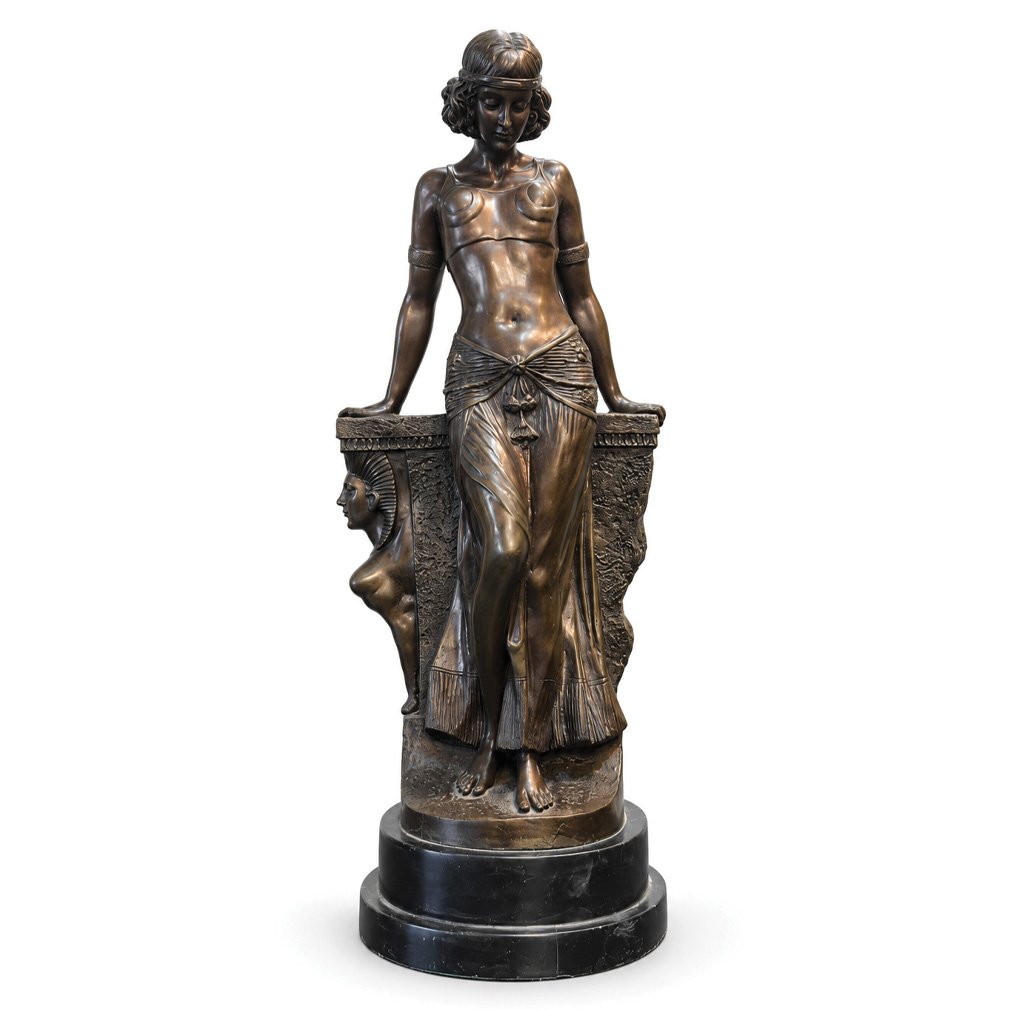 Sculpture En Bronze Style Art Déco, Danseuse Égyptienne, 58 Cm