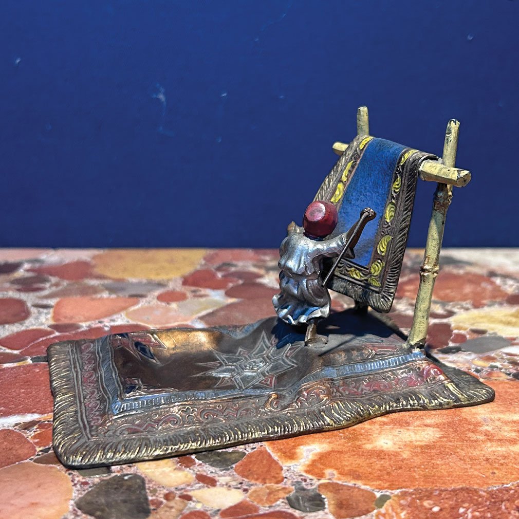 Petit Vide-Poche Orientaliste En Bronze Polychrome, Marchand De Tapis-photo-3
