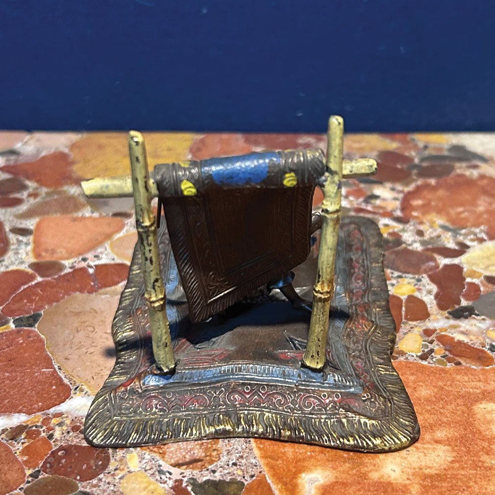 Petit Vide-Poche Orientaliste En Bronze Polychrome, Marchand De Tapis-photo-1