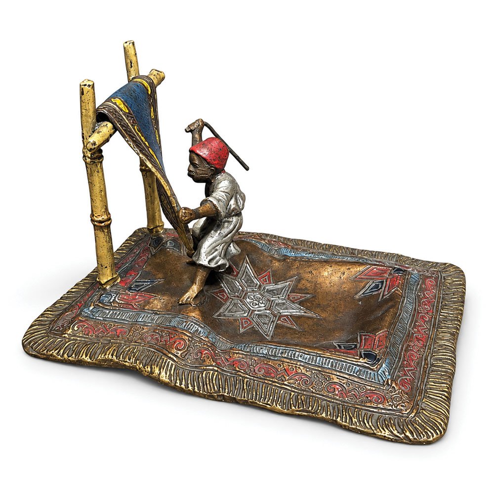 Petit Vide-Poche Orientaliste En Bronze Polychrome, Marchand De Tapis