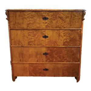 Biedermeier Walnut Chest Of 4 Drawers, 19th Century