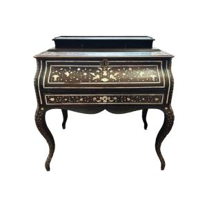Louis XV Style Secretary In Marquetry, France 19th Century