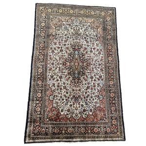 Tapis persan Ghoum en soie sur soie | Décor floral | 161 x 103 cm