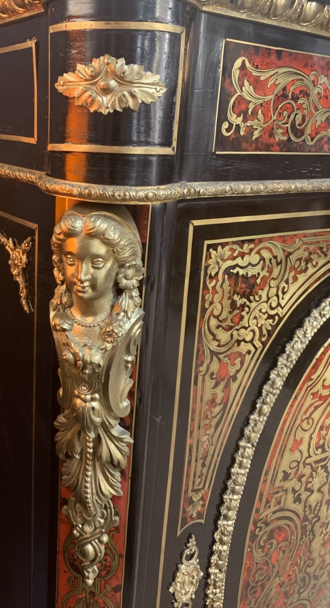 MEUBLE D'APPUI deux portes en marqueterie Boulle-photo-4