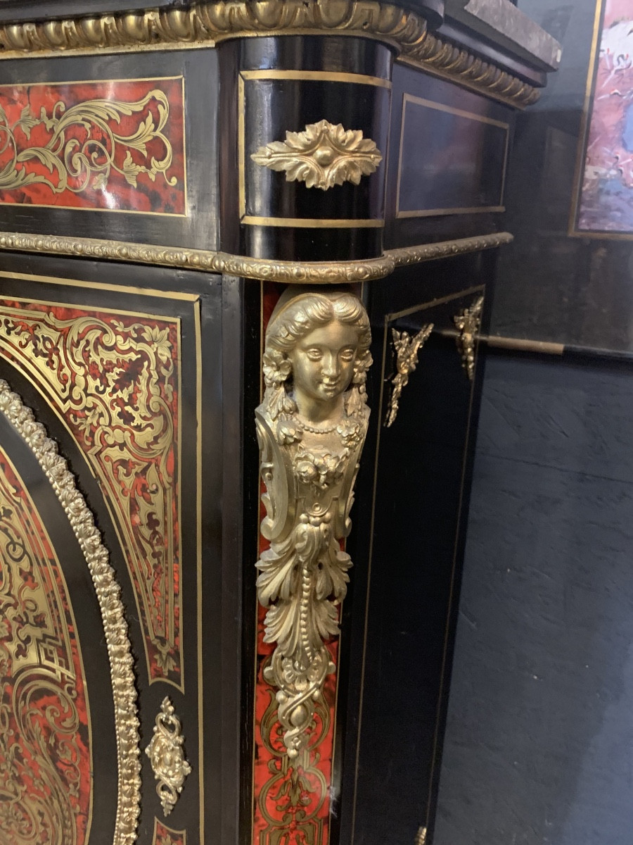 MEUBLE D'APPUI deux portes en marqueterie Boulle-photo-1