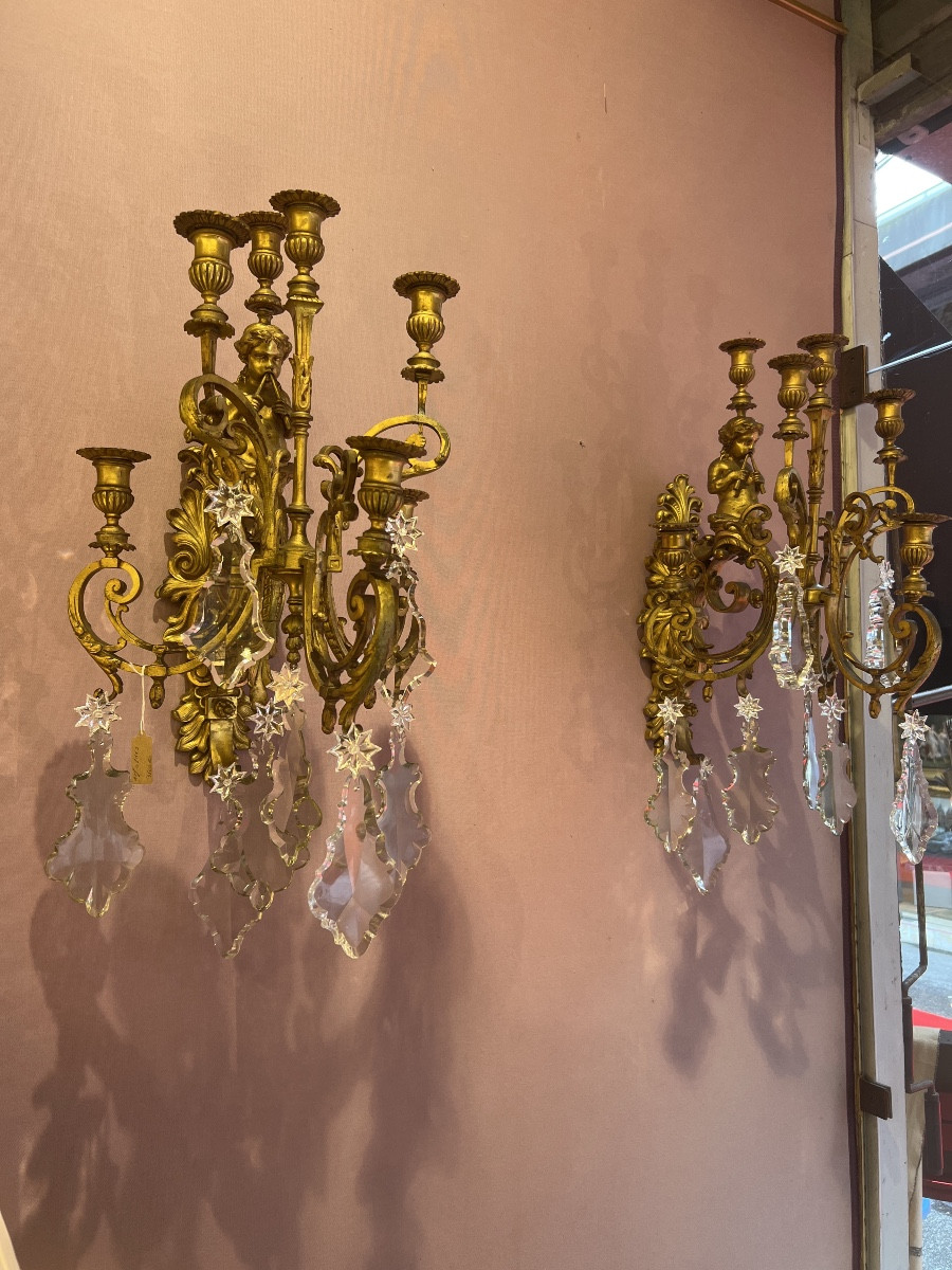 Pair Of Wall Sconces From The Napoleon III Period-photo-3