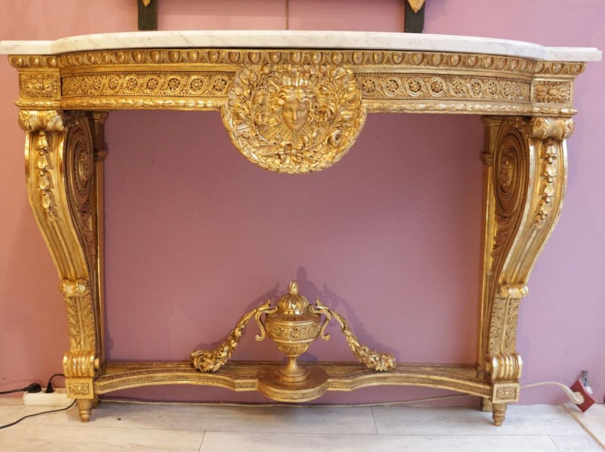 Console d'époque Louis XVI En Bois Doré 