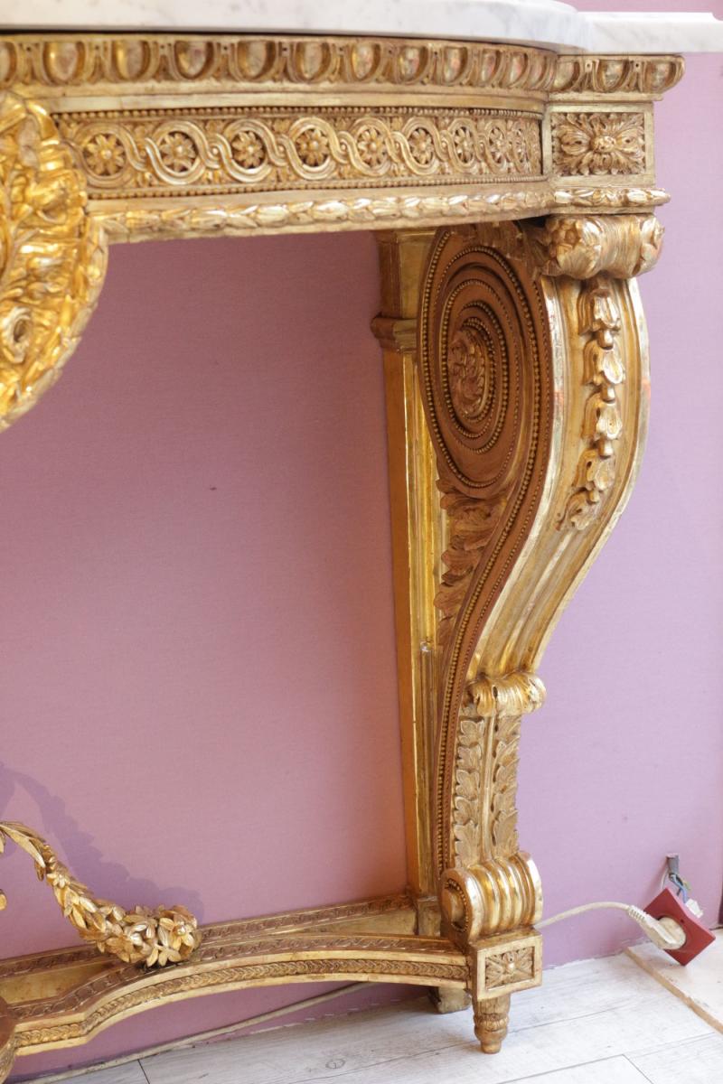 Console d'époque Louis XVI En Bois Doré -photo-1
