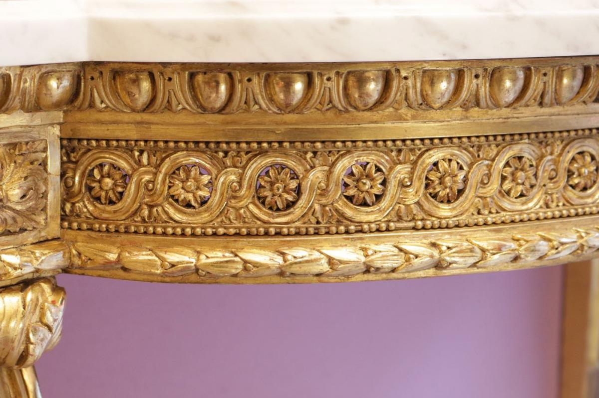 Console d'époque Louis XVI En Bois Doré -photo-2