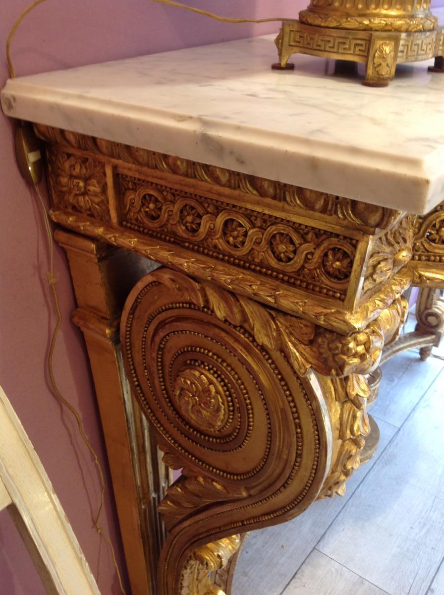 Console d'époque Louis XVI En Bois Doré -photo-3