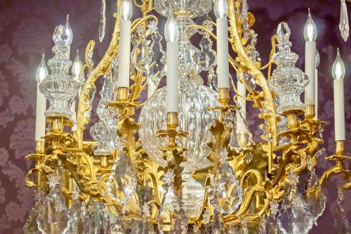 Baccarat Chandelier In Gilt Bronze-photo-2