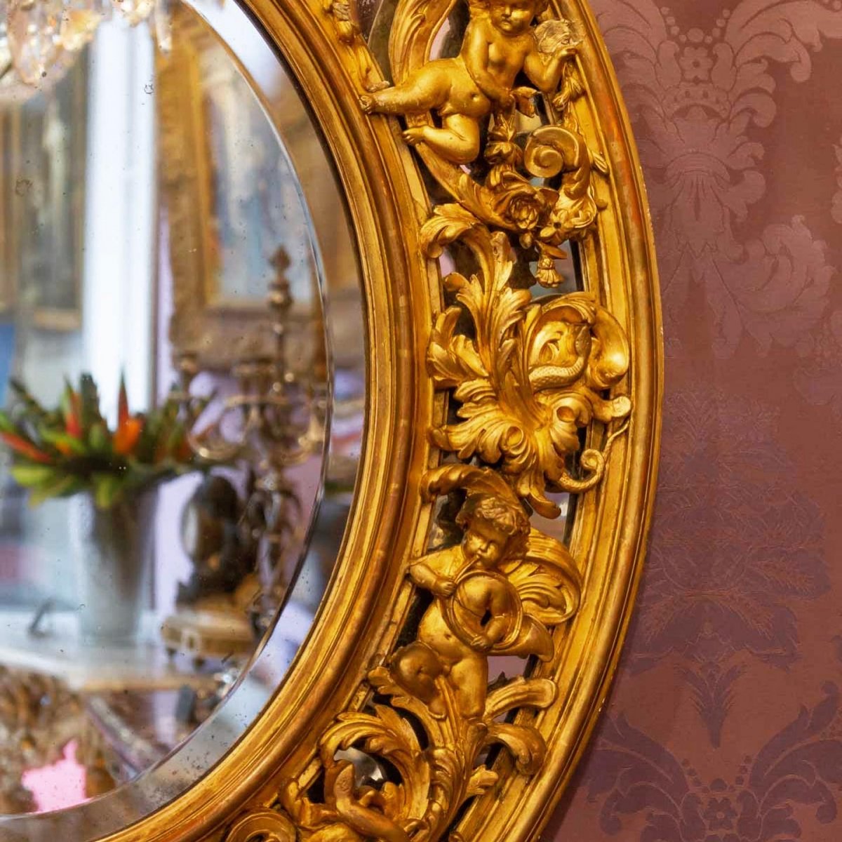 Miroir Ovale D’époque Napoléon III -photo-1