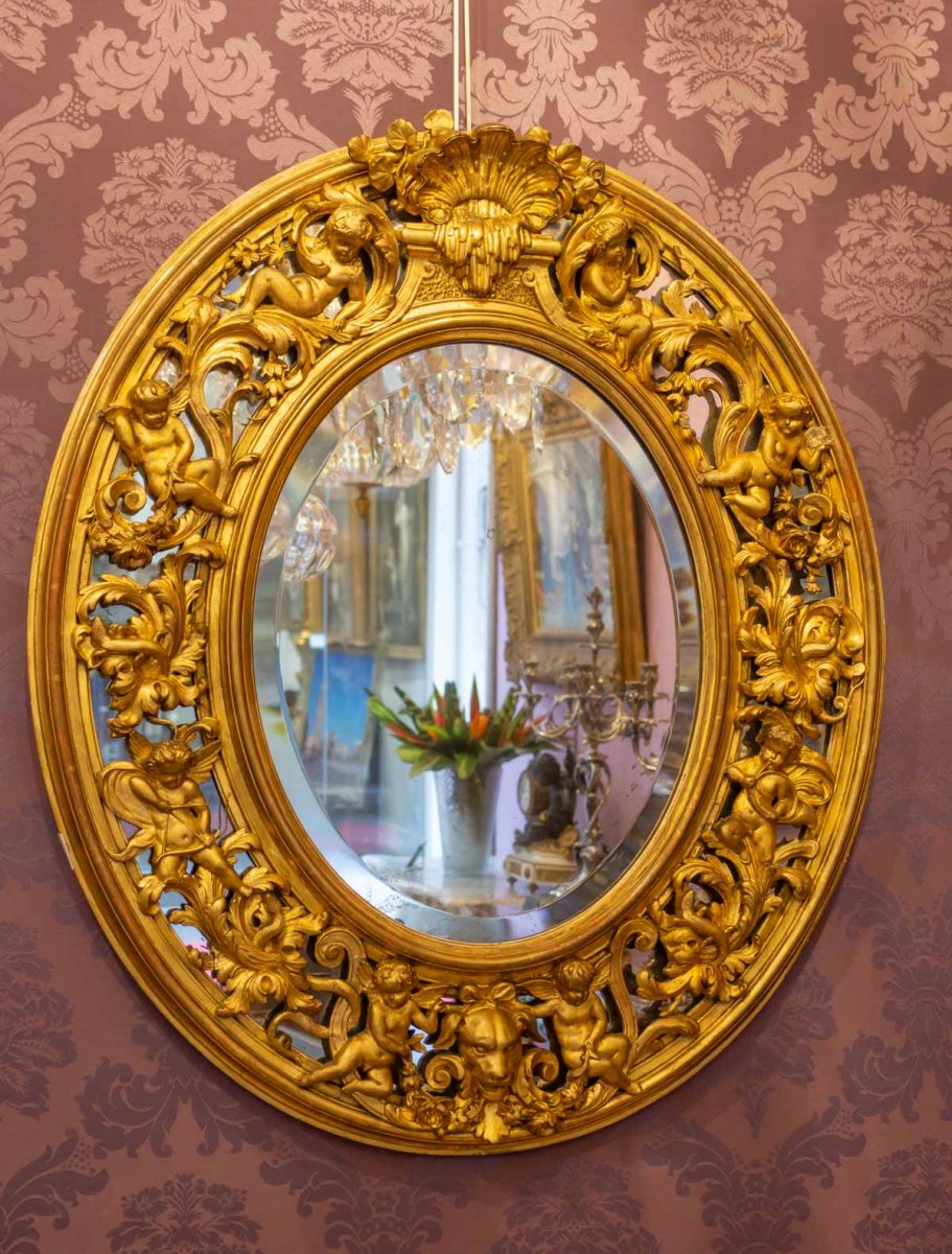 Miroir Ovale D’époque Napoléon III -photo-2